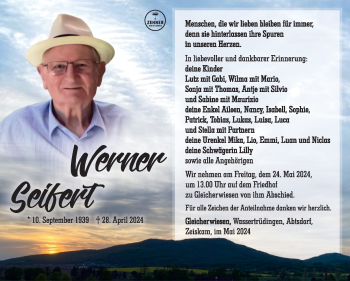 Traueranzeige von Werner Seifert von Südthüringer Presse