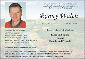 Traueranzeige von Ronny Walch von Südthüringer Presse