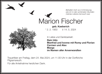 Traueranzeige von Marion Fischer von Frankenpost