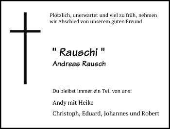 Traueranzeige von Andreas Rausch von Frankenpost