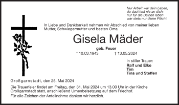Traueranzeige von Gisela Mäder von Neue Presse Coburg
