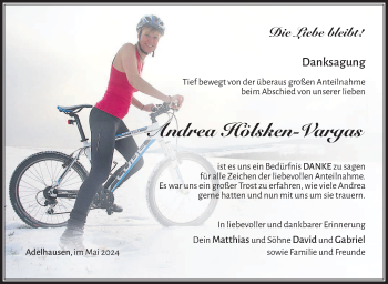Traueranzeige von Andrea Hölsken-Vargas von Südthüringer Presse