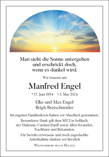 Traueranzeige von Manfred Engel von Neue Presse Coburg