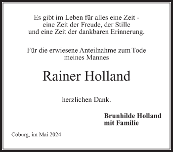 Traueranzeige von Rainer Holland von Neue Presse Coburg