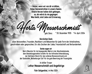 Traueranzeige von Herta Messerschmidt von Südthüringer Presse