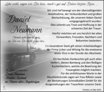 Traueranzeige von Daniel Neumann von Südthüringer Presse
