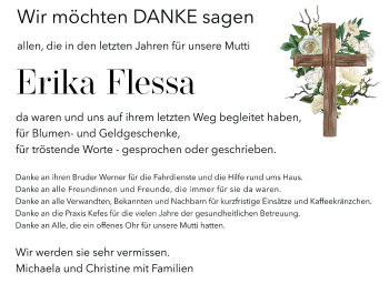 Traueranzeige von Erika Flessa von Frankenpost