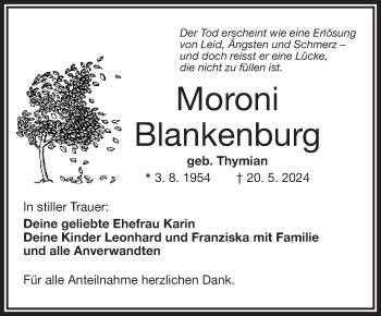 Traueranzeige von Moroni Blankenburg von Frankenpost