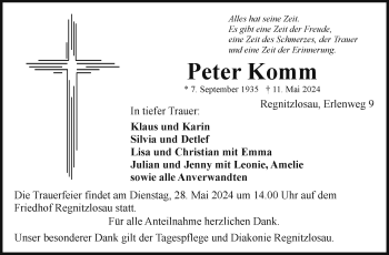 Traueranzeige von Peter Komm von Frankenpost