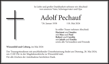 Traueranzeige von Adolf Pechauf von Neue Presse Coburg