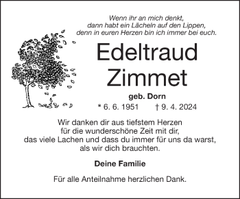 Traueranzeige von Edeltraud Zimmet von Frankenpost