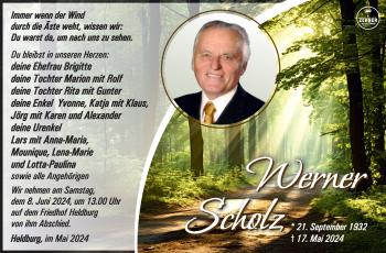 Traueranzeige von Werner Scholz von Südthüringer Presse