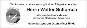 Traueranzeige von Walter Schorsch von Frankenpost
