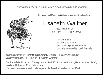 Traueranzeige von Elisabeth Walther von Neue Presse Coburg