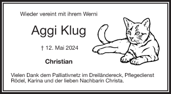 Traueranzeige von Agathe Klug von Frankenpost