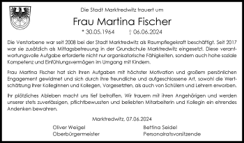 Traueranzeige von Fischer Martina von Frankenpost