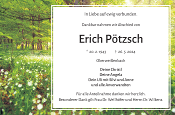 Traueranzeige von Erich Pötzsch von Frankenpost