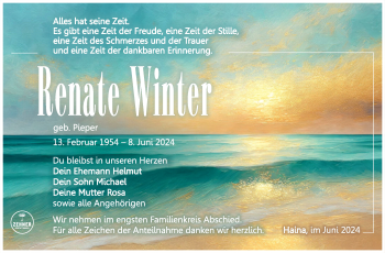 Traueranzeige von Renate Winter von Südthüringer Presse