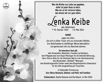 Traueranzeige von Lenka Keibe von Südthüringer Presse