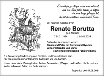 Traueranzeige von Renate Borutta von Frankenpost