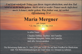 Traueranzeige von Maria Mergner von Frankenpost