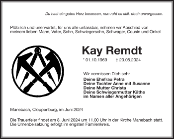 Traueranzeige von Kay Remdt von Südthüringer Presse