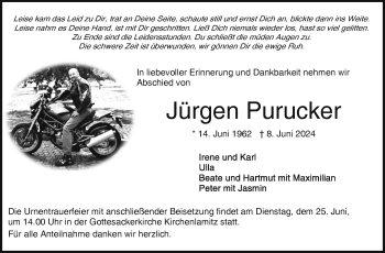 Traueranzeige von Jürgen Purucker von Frankenpost