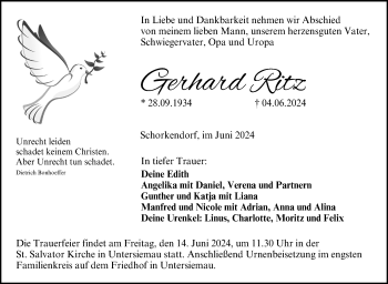 Traueranzeige von Gerhard Ritz von Neue Presse Coburg