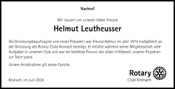 Traueranzeige von Helmut Leutheusser von Neue Presse Coburg