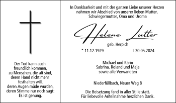 Traueranzeige von Helene Lutter von Neue Presse Coburg