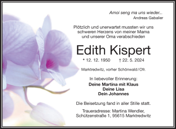 Traueranzeige von Edith Kispert von Frankenpost
