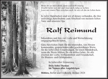Traueranzeige von Ralf Reimund von Südthüringer Presse