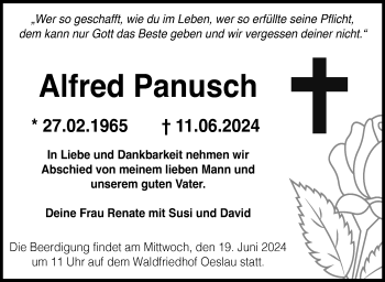 Traueranzeige von Alfred Panusch von Neue Presse Coburg