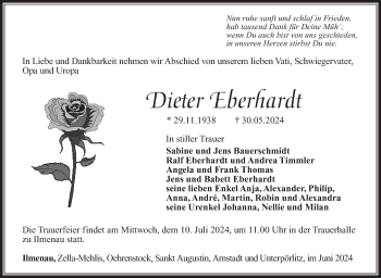 Traueranzeige von Dieter Eberhardt von Südthüringer Presse