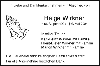 Traueranzeige von Helga Wirkner von Frankenpost