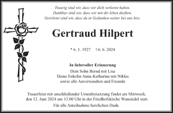 Traueranzeige von Gertraud Hilpert von Frankenpost