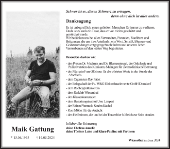 Traueranzeige von Maik Gattung von Südthüringer Presse