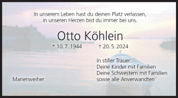 Traueranzeige von Otto Köhlein von Frankenpost