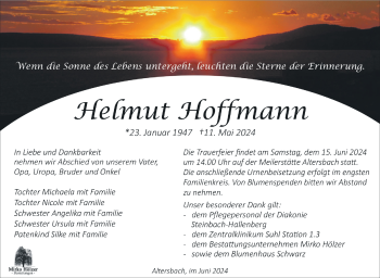 Traueranzeige von Helmut Hoffmann von Südthüringer Presse
