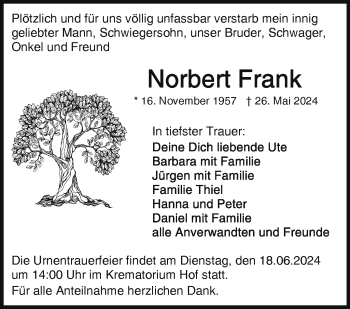 Traueranzeige von Norbert Frank von Frankenpost