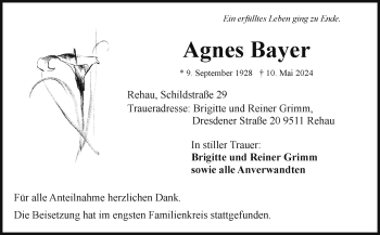 Traueranzeige von Agnes Bayer von Frankenpost