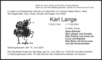 Traueranzeige von Karl Lange von Neue Presse Coburg