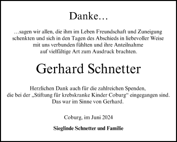 Traueranzeige von Gerhard Schnetter von Neue Presse Coburg
