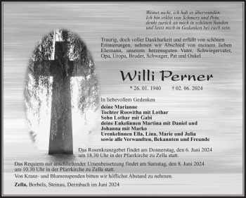 Traueranzeige von Willi Perner von Südthüringer Presse