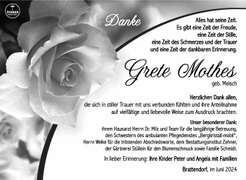 Traueranzeige von Grete Mothes von Südthüringer Presse