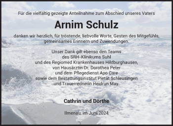 Traueranzeige von Arnim Schulz von Südthüringer Presse