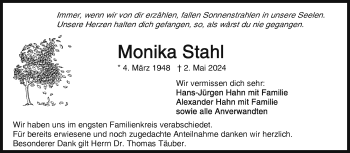 Traueranzeige von Monika Stahl von Frankenpost