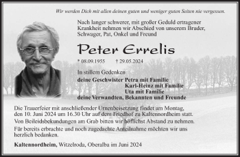 Traueranzeige von Peter Errelis von Südthüringer Presse