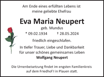 Traueranzeige von Eva Maria Neupert von Südthüringer Presse