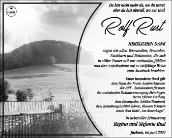 Traueranzeige von Rolf Rust von Südthüringer Presse